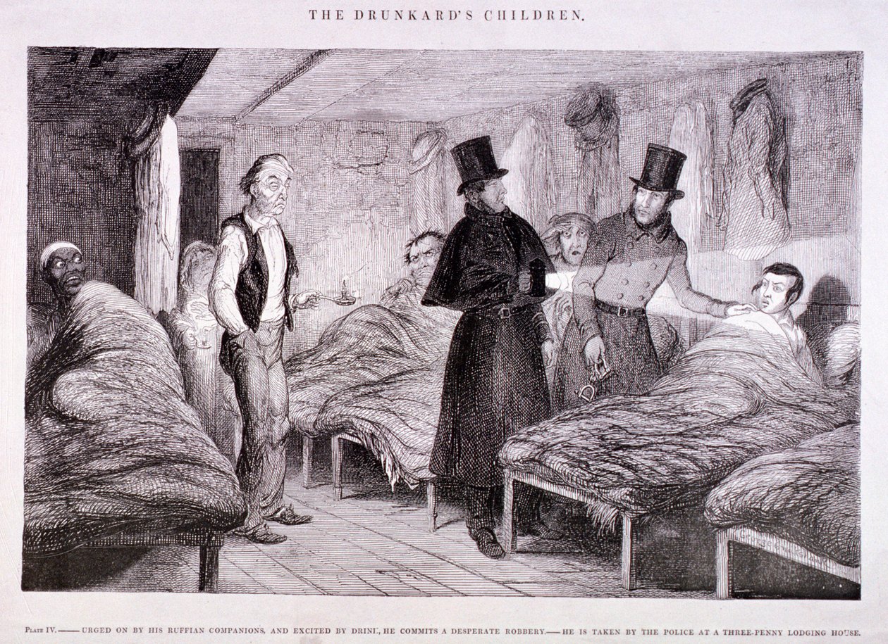 „Dzieci pijaka”, ok. 1847 r. autorstwa George Cruikshank