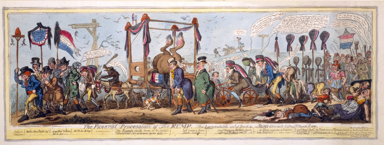 Kondukt pogrzebowy zadu, wyd. 1819 (ręcznie kolorowana akwaforta) autorstwa George Cruikshank