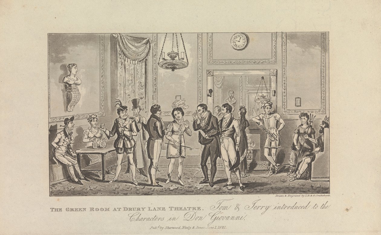 Green Room w Drury Lane Theatre autorstwa George Cruikshank