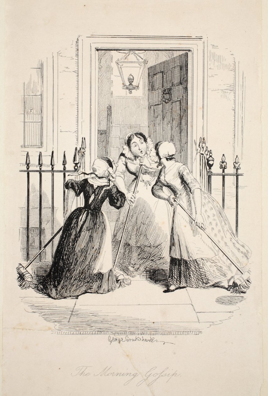 The Morning Gossip, z The Greatest Plague of Life, wyd. 1847 autorstwa George Cruikshank