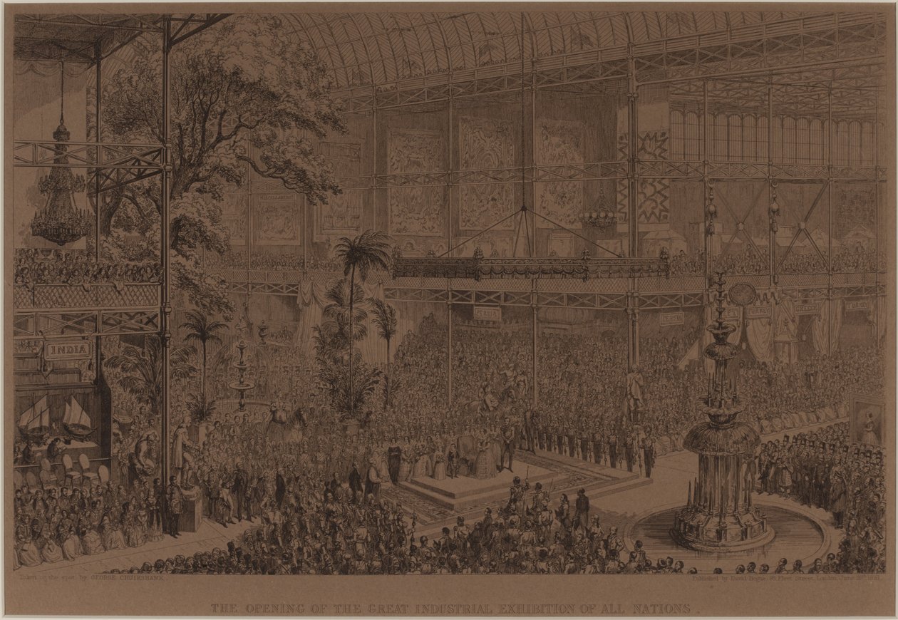 Otwarcie Wielkiej Wystawy Przemysłowej Wszystkich Narodów, 1 maja autorstwa George Cruikshank