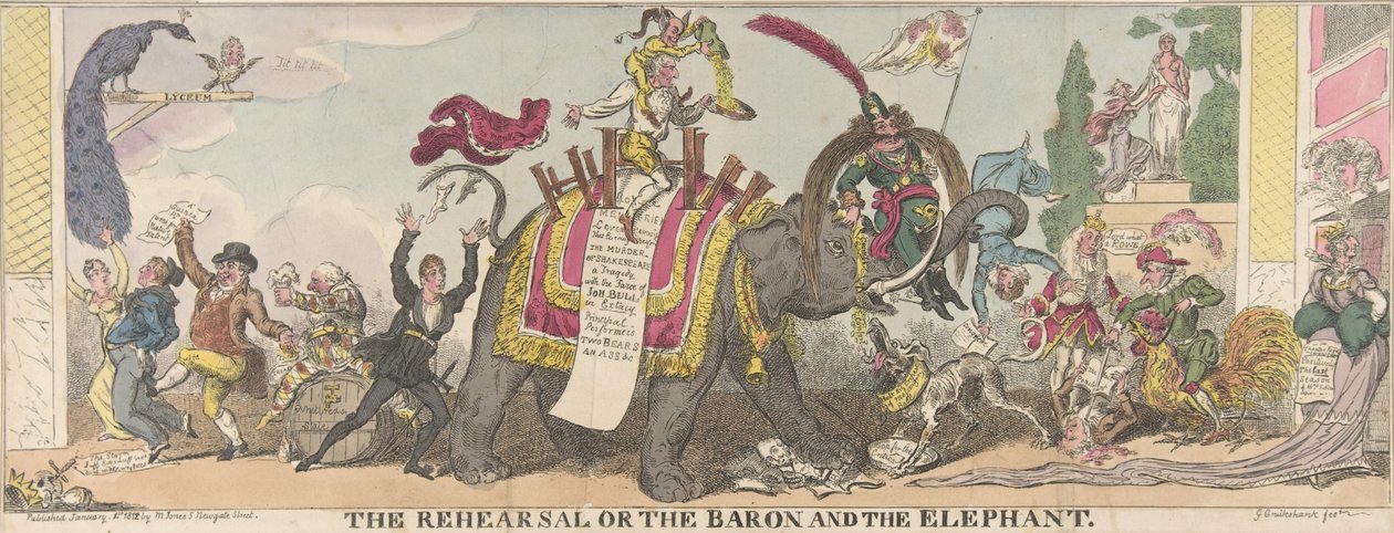 Próba czyli baron i słoń, 1 stycznia 1812, 1 stycznia 1812. autorstwa George Cruikshank