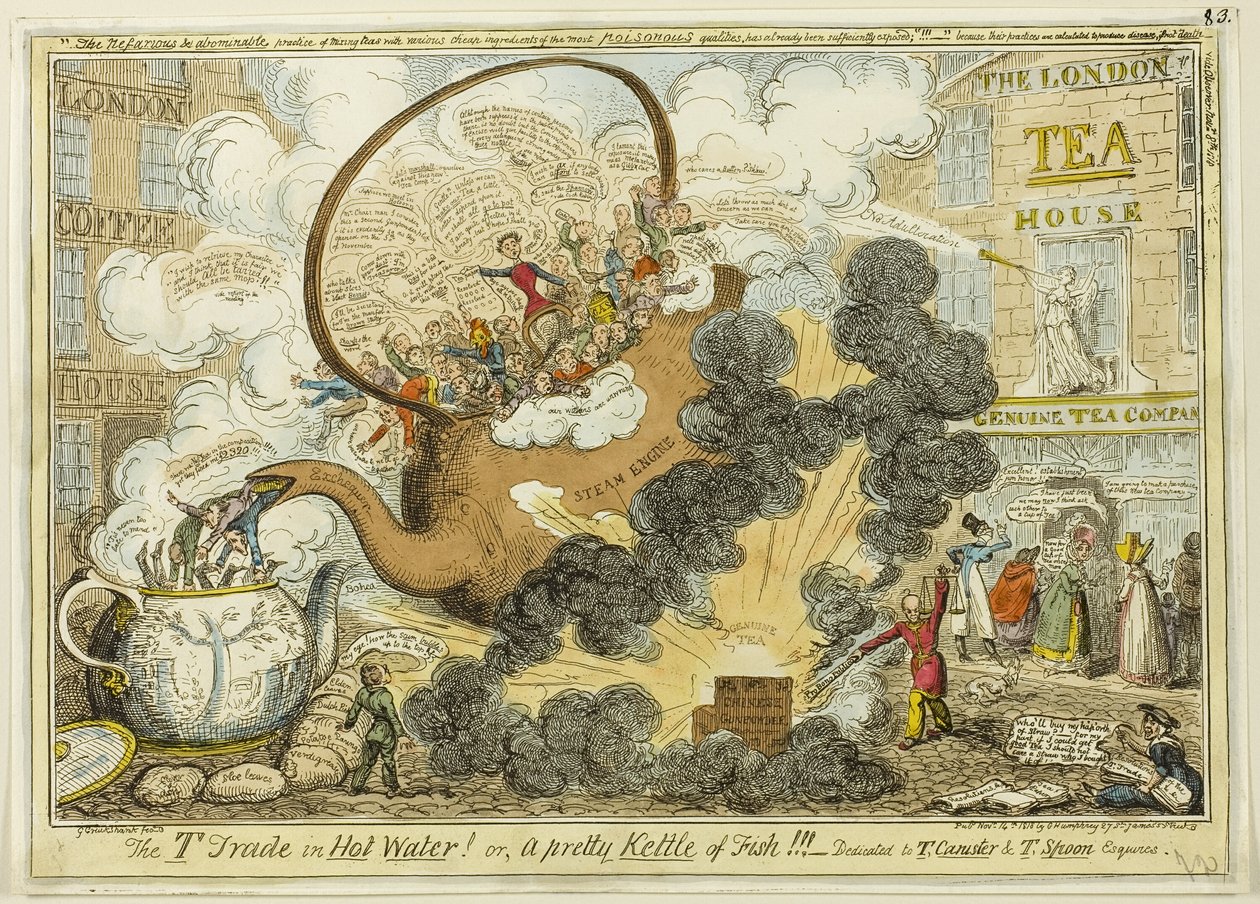 The T Trade w gorącej wodzie kąpany autorstwa George Cruikshank