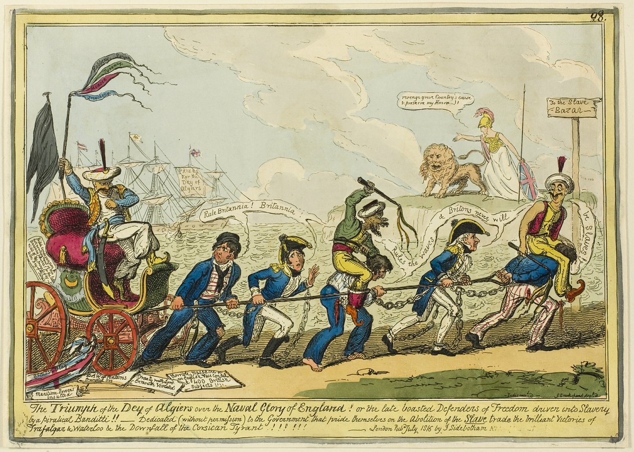 Triumf Deja Algieru nad chwałą marynarki wojennej Anglii!!! autorstwa George Cruikshank
