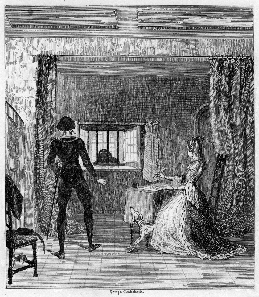 Nakaz śmierci, 1840 autorstwa George Cruikshank