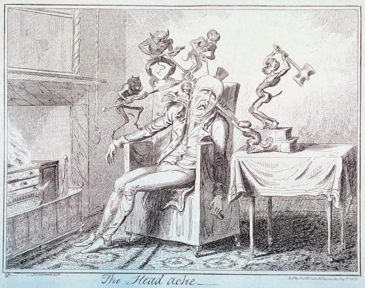 „Ból głowy”, 1835 autorstwa George Cruikshank
