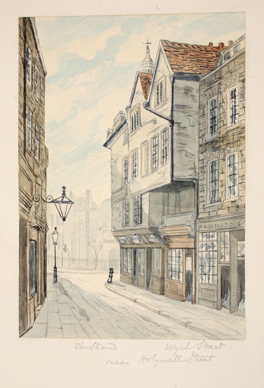 Wych Street, przy The Strand, wyd. ok. 1840 r autorstwa George Cruikshank