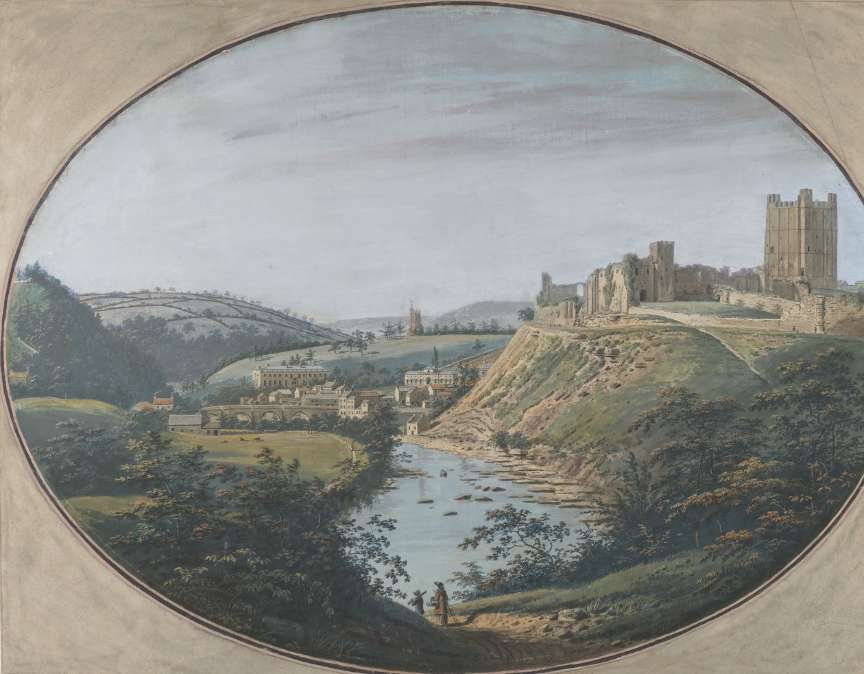Widok Richmond, Yorkshire, Anglia, 1788. autorstwa George Cuit