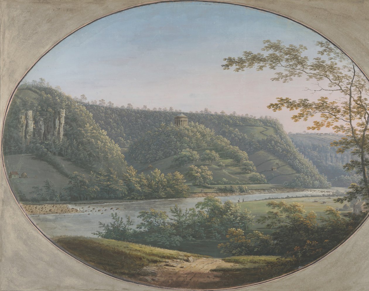 Widok Round Howe w pobliżu Richmond, Yorkshire, Anglia, 1788. autorstwa George Cuit