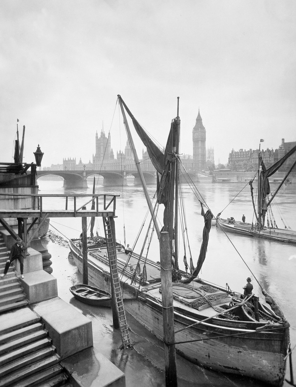 Domy Parlamentu od Tamizy, Lambeth, Londyn, ok. 1920 r. autorstwa George Davison Reid