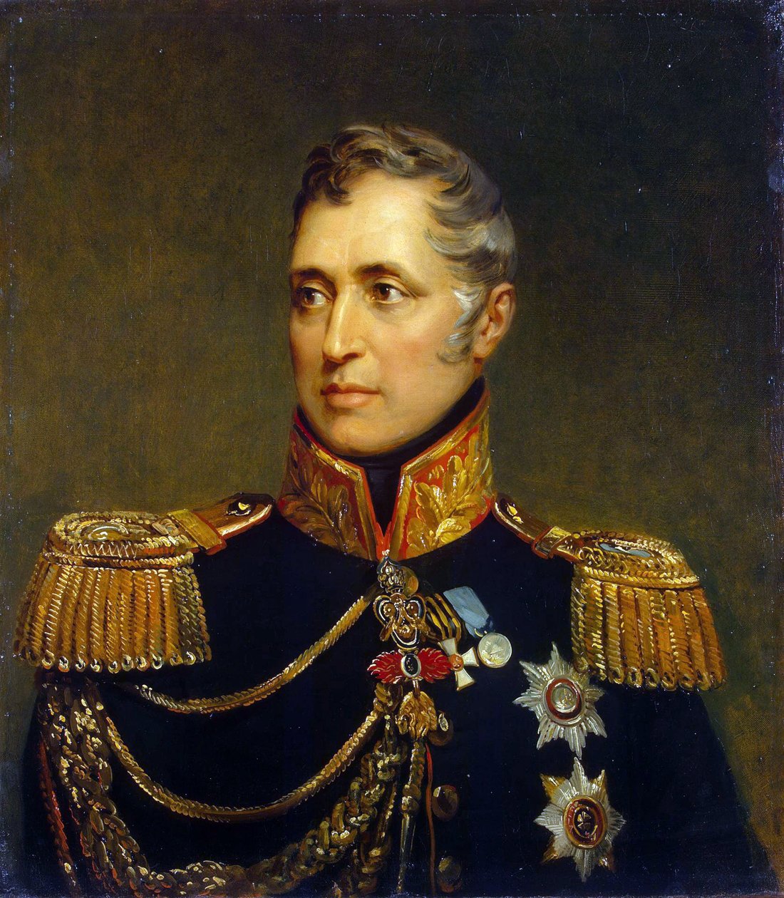 Charles Andre, hrabia Pozzo di Borgo - Portret hrabiego Carlo Andrea Pozzo di Borgo (1764-1842) par Dawe, George (1781-1829). Olej na płótnie, format 70x62,5, przed 1827, Państwowy Ermitaż, Petersburg autorstwa George Dawe