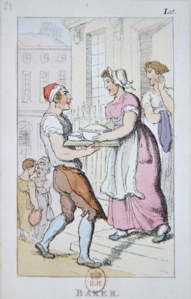 Piekarz (kolorowy grawer) autorstwa George Derville Rowlandson