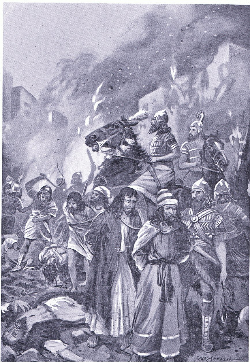 Zniszczenie Sydonu przez Ezara Haddona autorstwa George Derville Rowlandson