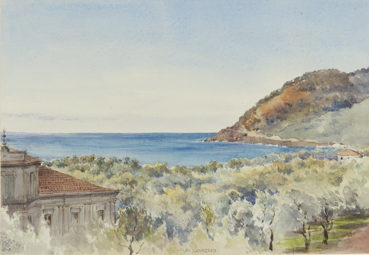 W San Remo patrząc na zachód, 29 listopada 1877 (wc na papierze) autorstwa George Douglas Tinling