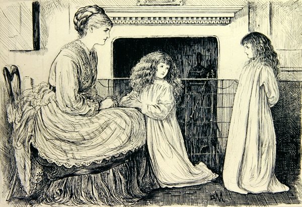 Ilustracja dla dzieci (czarny tusz na papierze) autorstwa George du Maurier