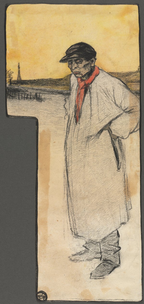 Projekt ilustracji do książki, stojąca postać męska autorstwa George Dupuis
