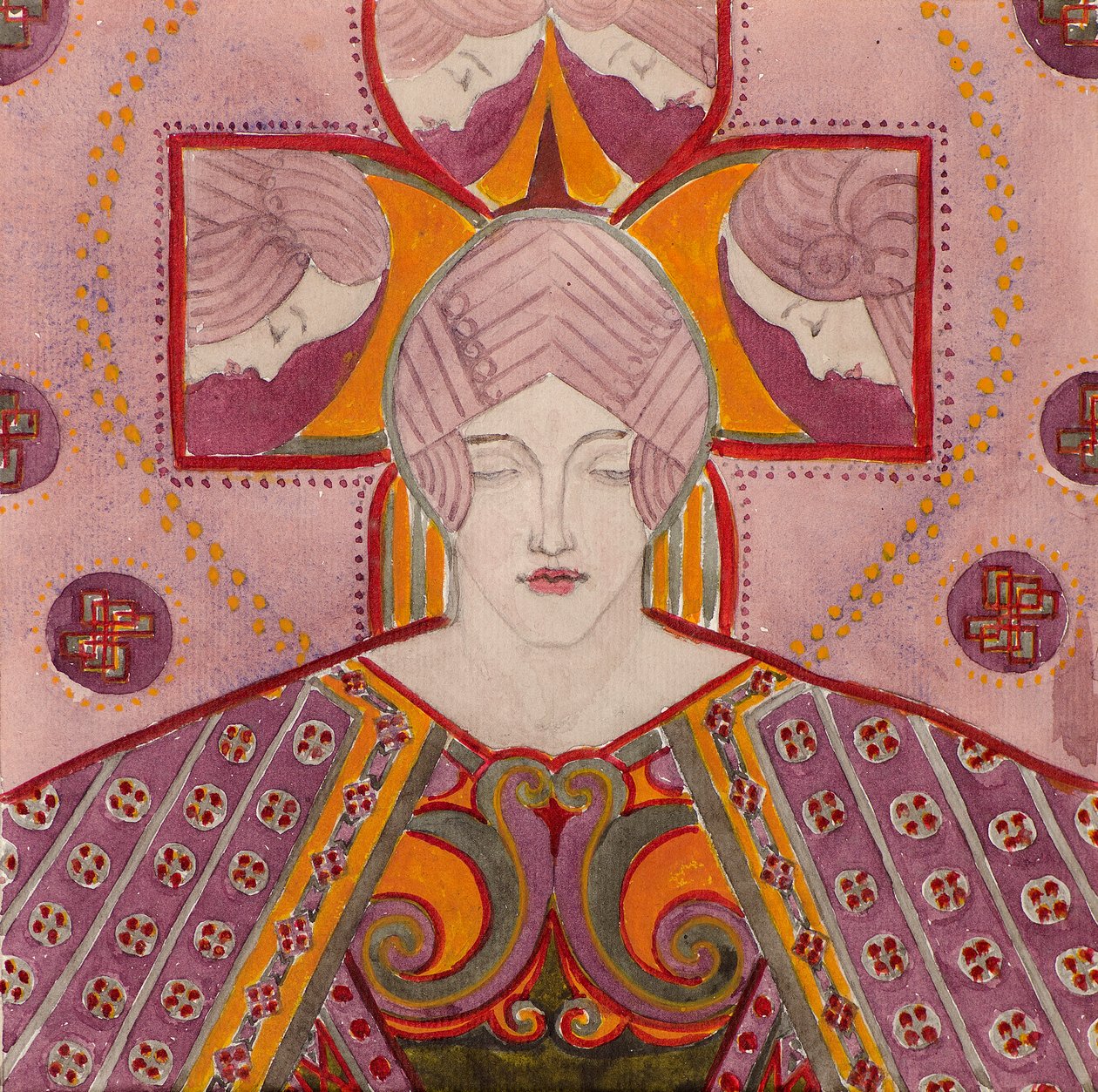 Gabinet [na panel dekoracyjny], ok.1898-1901 (akwarela) autorstwa George Dutch Davidson