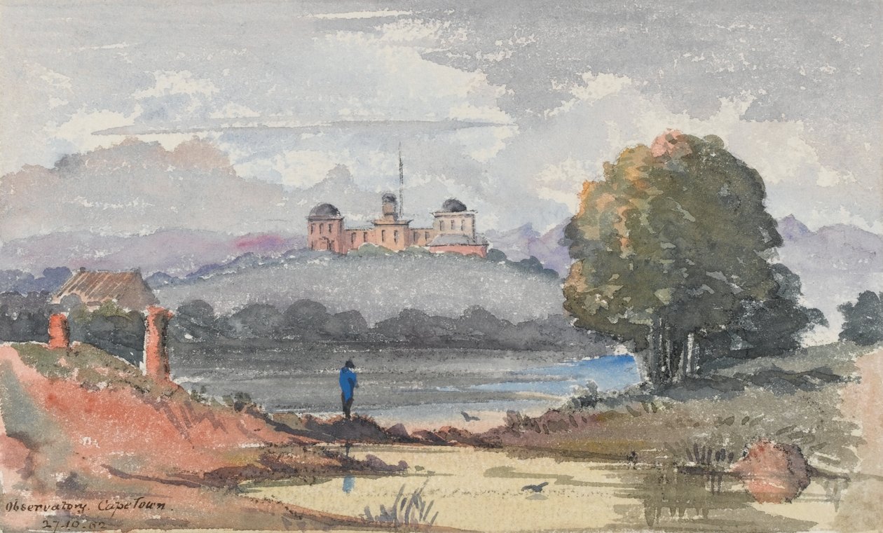 – Obserwatorium, Kapsztad. Rezydencja Sir J Maclear, c.1859-62 (akwarela) autorstwa George E.L.S. Sanford