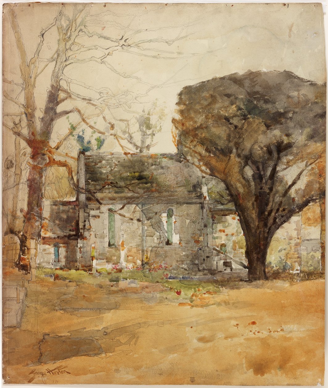 Kaplica Delaval (węgiel, ołówek i akwarela na papierze) autorstwa George Edward Horton