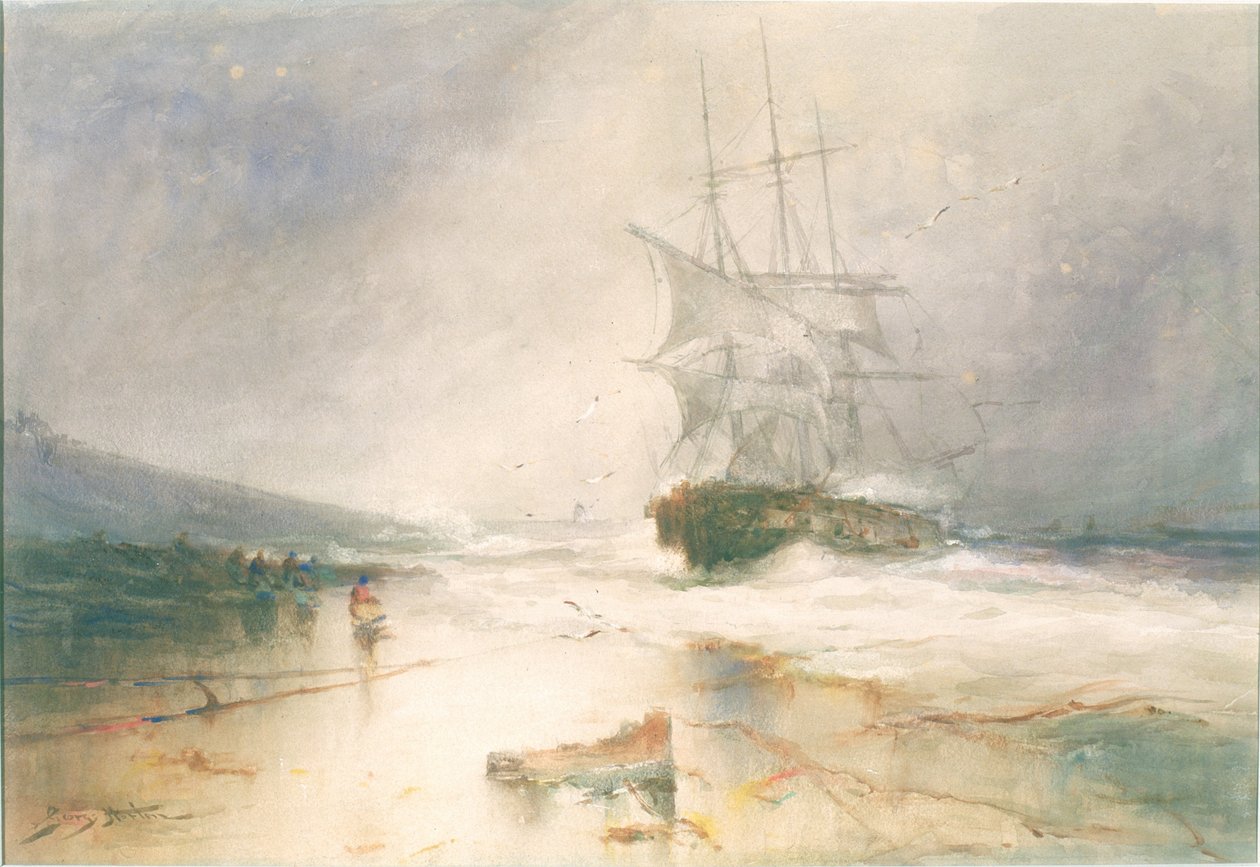 Wrak Salween, South Shields Sands (ołówek i akwarela na papierze) autorstwa George Edward Horton
