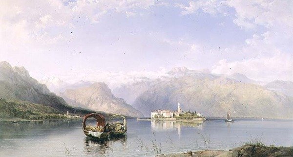 Isola Pescatori z Isola Bella na jeziorze Maggiore autorstwa George Edwards Hering