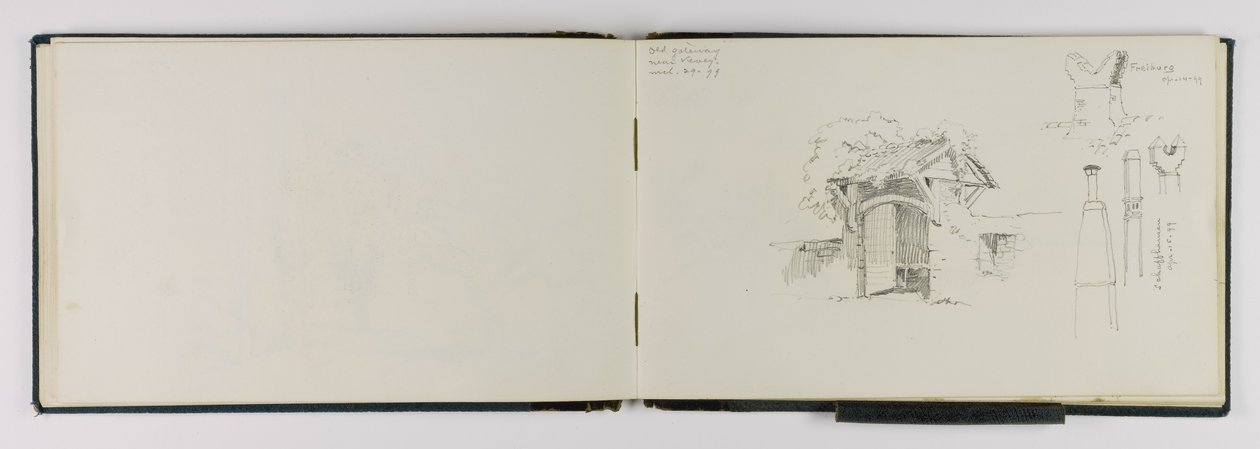 (Szkicownik) Stara brama w pobliżu Vevey/Frieburg/Schaffhausen autorstwa George Elbert Burr