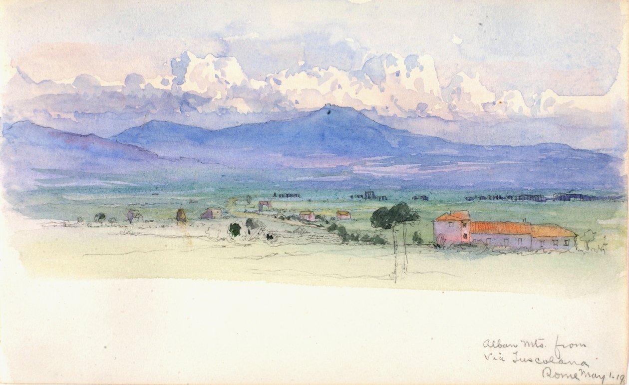Góry Albańskie od Via Tuscolana, Rzym, 1900. autorstwa George Elbert Burr