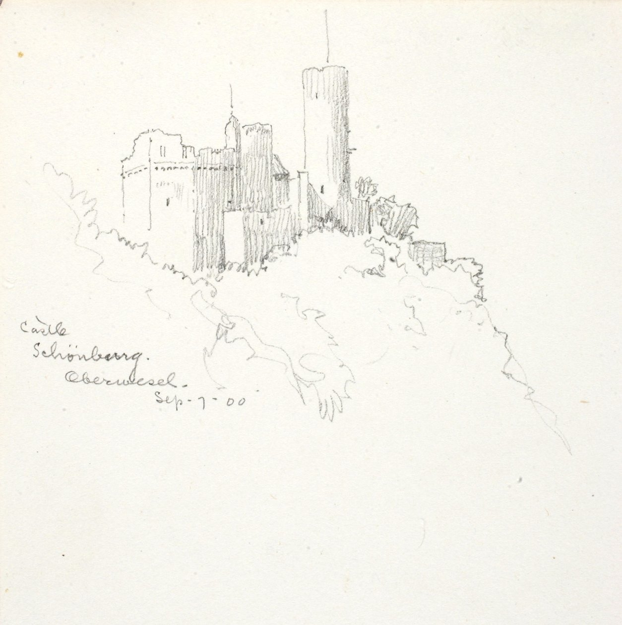 Zamek Schönburg, Oberwesel autorstwa George Elbert Burr