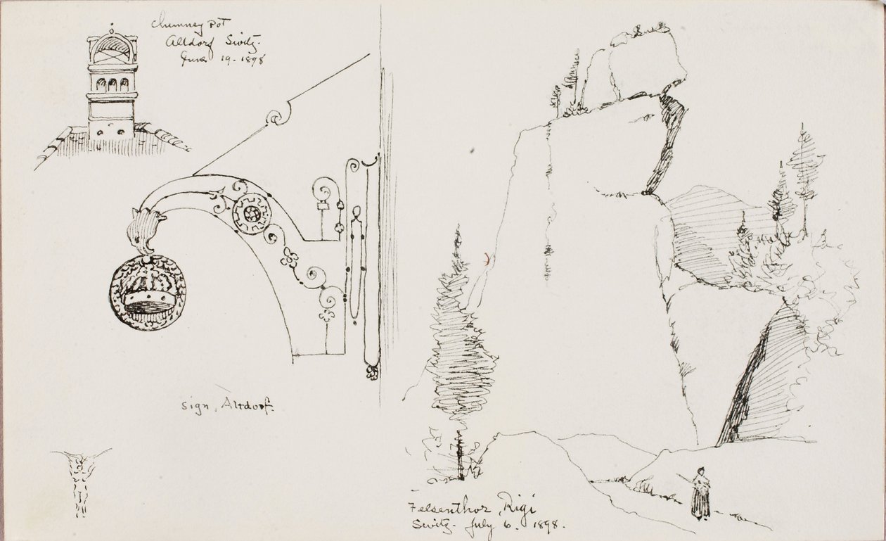 Chimney Pot, Altdorf, Szwajcaria/Felsenthor, Rigi, Szwajcaria autorstwa George Elbert Burr