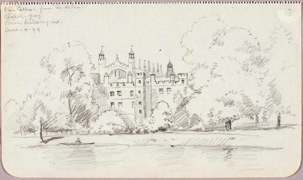 Eton College od strony rzeki autorstwa George Elbert Burr