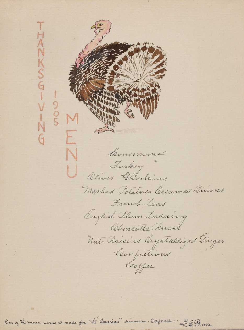 Menu na Święto Dziękczynienia autorstwa George Elbert Burr