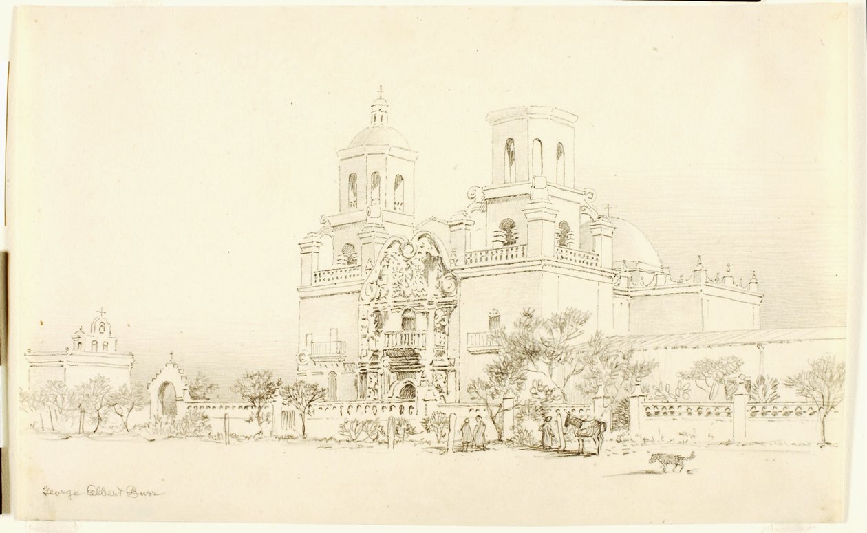 Bez tytułu (rysunek transferowy dla misji San Xavier, Tucson, Arizona) autorstwa George Elbert Burr