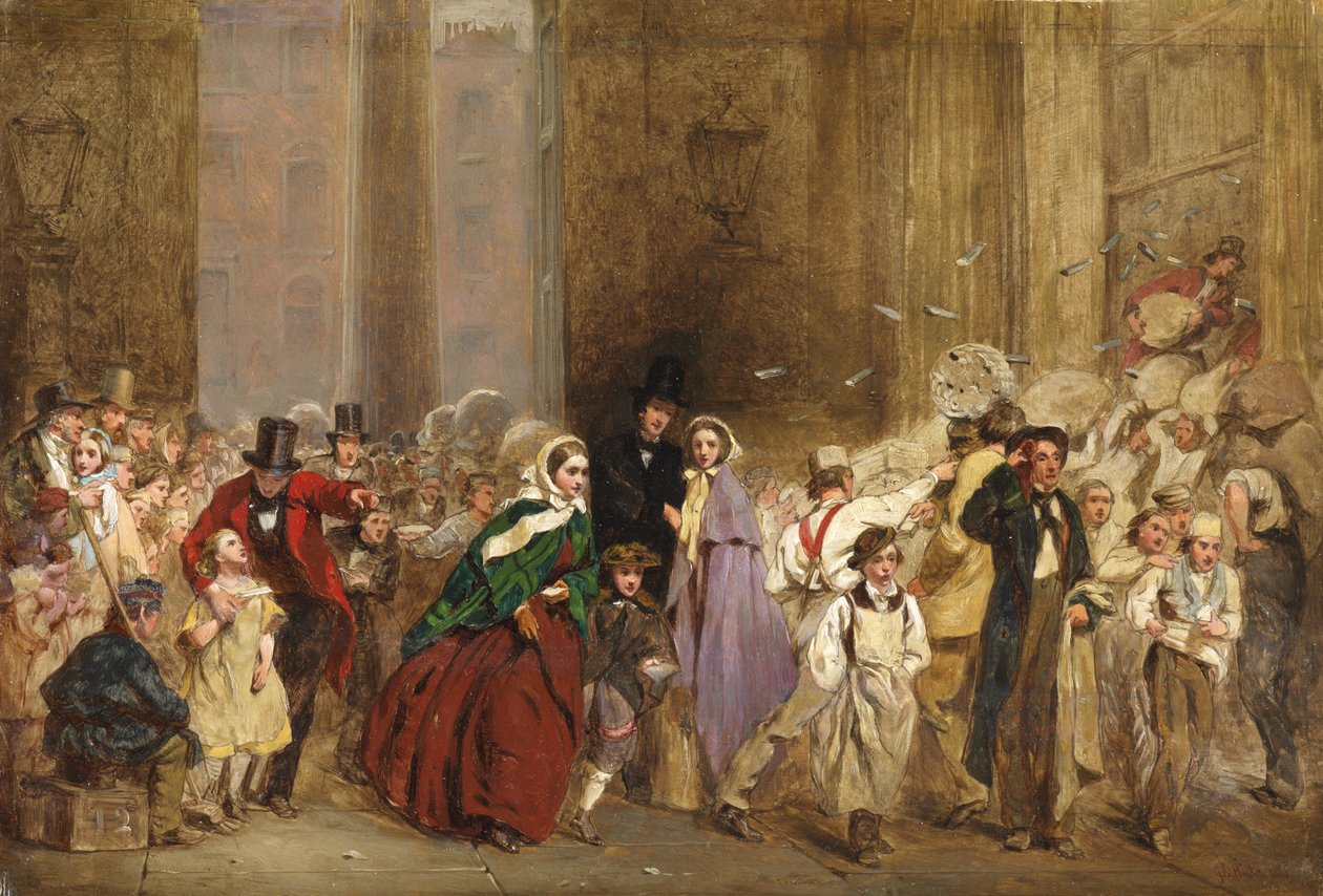 Szkic do Poczty Głównej, minuta do szóstej, 1860 autorstwa George Elgar Hicks