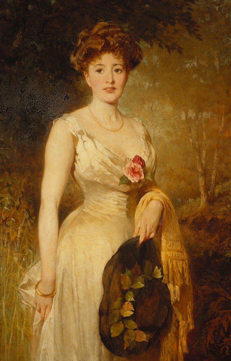 Portret damy w białej sukni, 1909 autorstwa George Elgar Hicks
