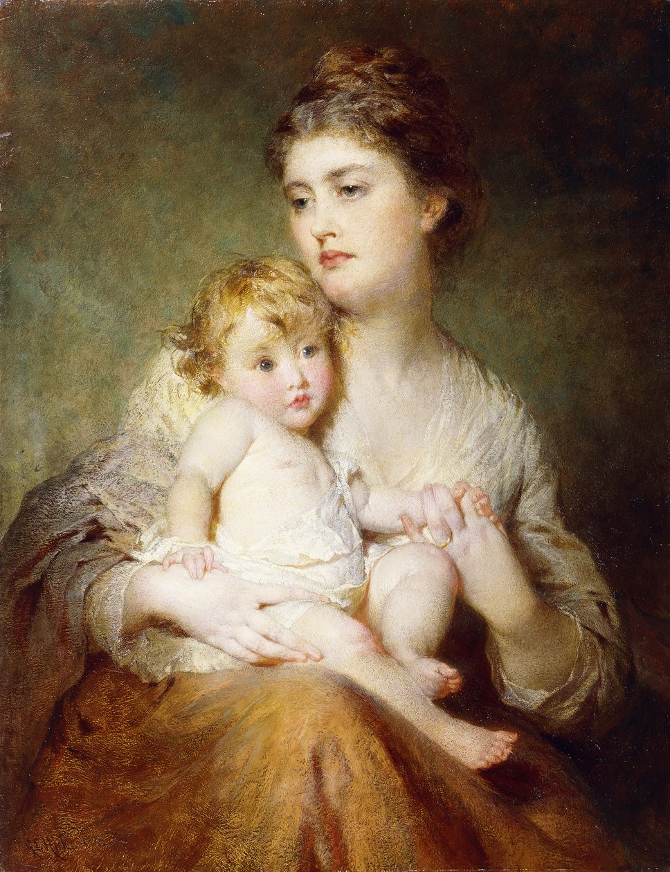 Portret księżnej St. Albans z synem, 1875 autorstwa George Elgar Hicks