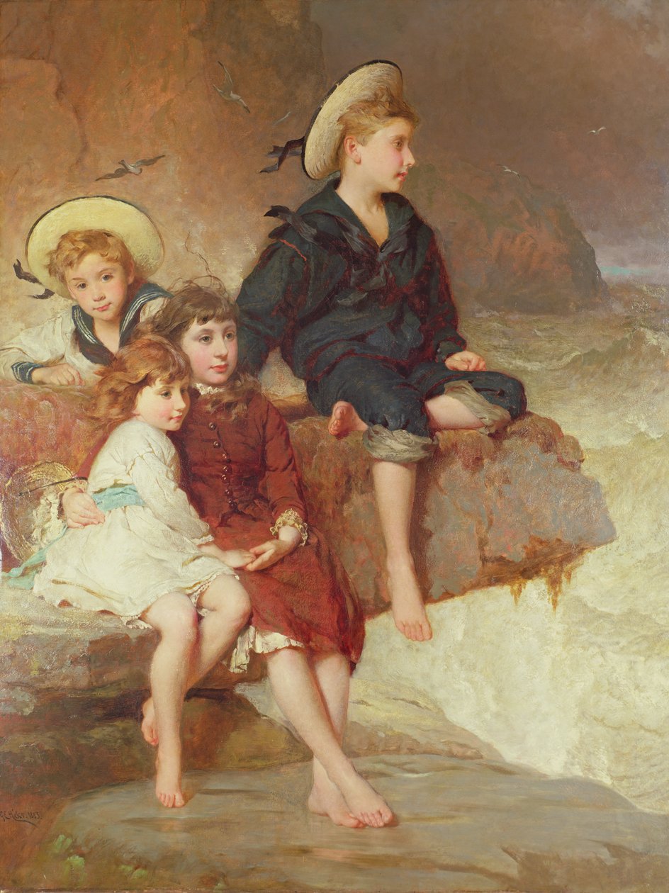 Dzieci Sir Husseya Viviana nad morzem autorstwa George Elgar Hicks