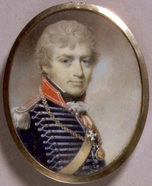 Portret miniatury Sir Charlesa Burrella Blunta (b.c.1775) 1798 (akwarela na kości słoniowej) autorstwa George Engleheart