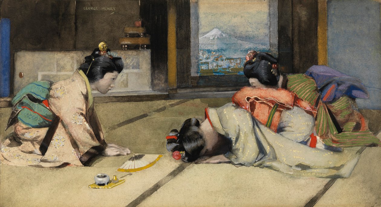 Dom w Japonii, czyli Pozdrowienia (akwarela na papierze) autorstwa George F. Henry
