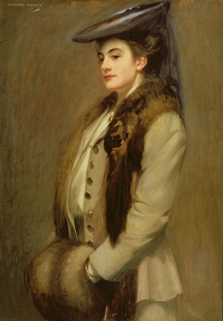 Portret damy w futrzanej stule i mufce autorstwa George F. Henry