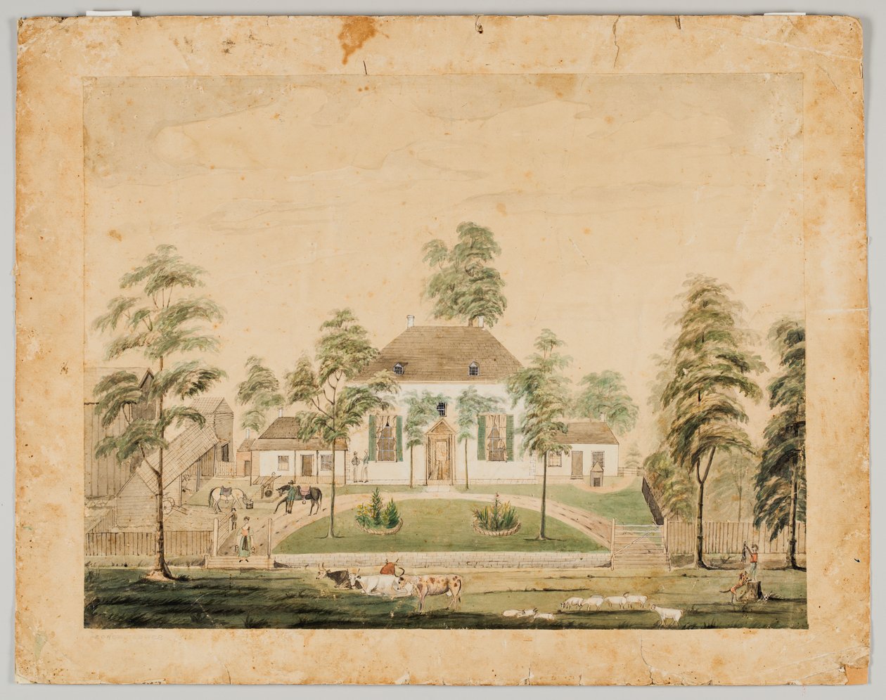 Park House, Albion, Illinois, 1816 (wc na papierze) autorstwa George Flower