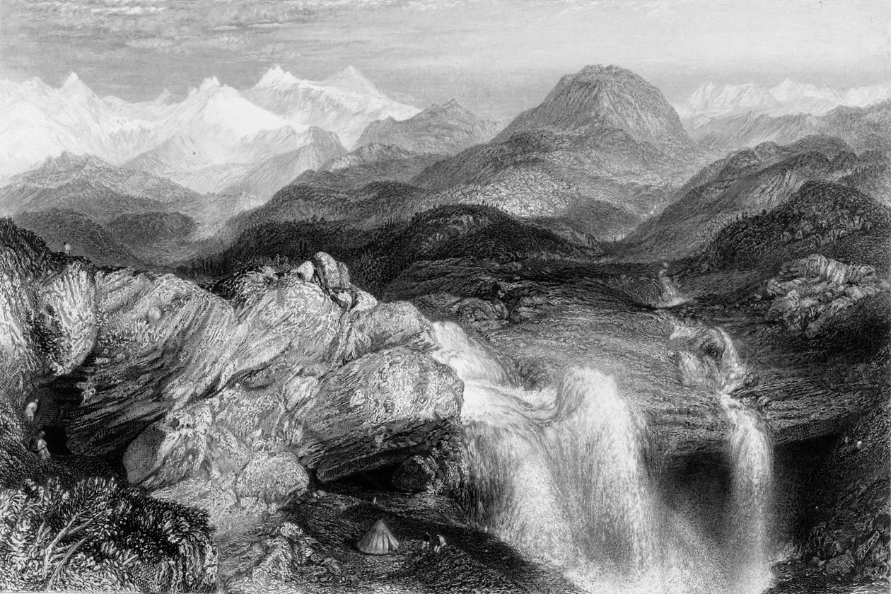 „Upadki w pobliżu źródła Jumny”, 1838. autorstwa George Francis White