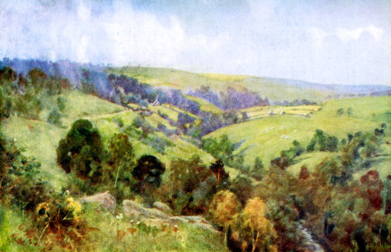 Na wzgórzach w pobliżu Harrogate, Yorkshire, 1924-1926. autorstwa George Franck Nicholls