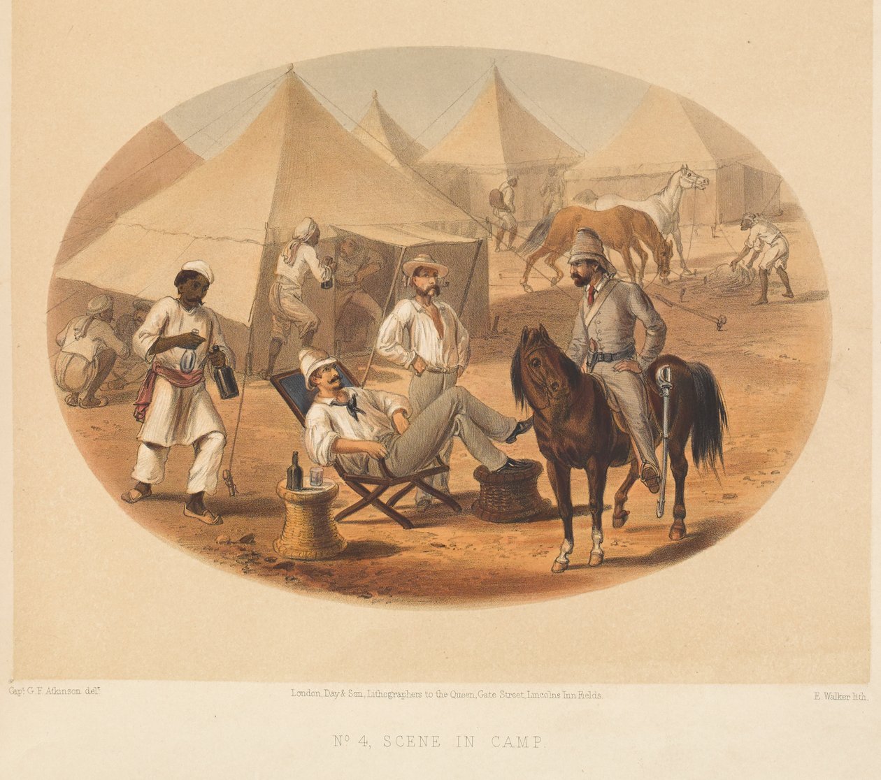 Scena obozowa, bunt indyjski, 1857-1858 ok autorstwa George Francklin Atkinson