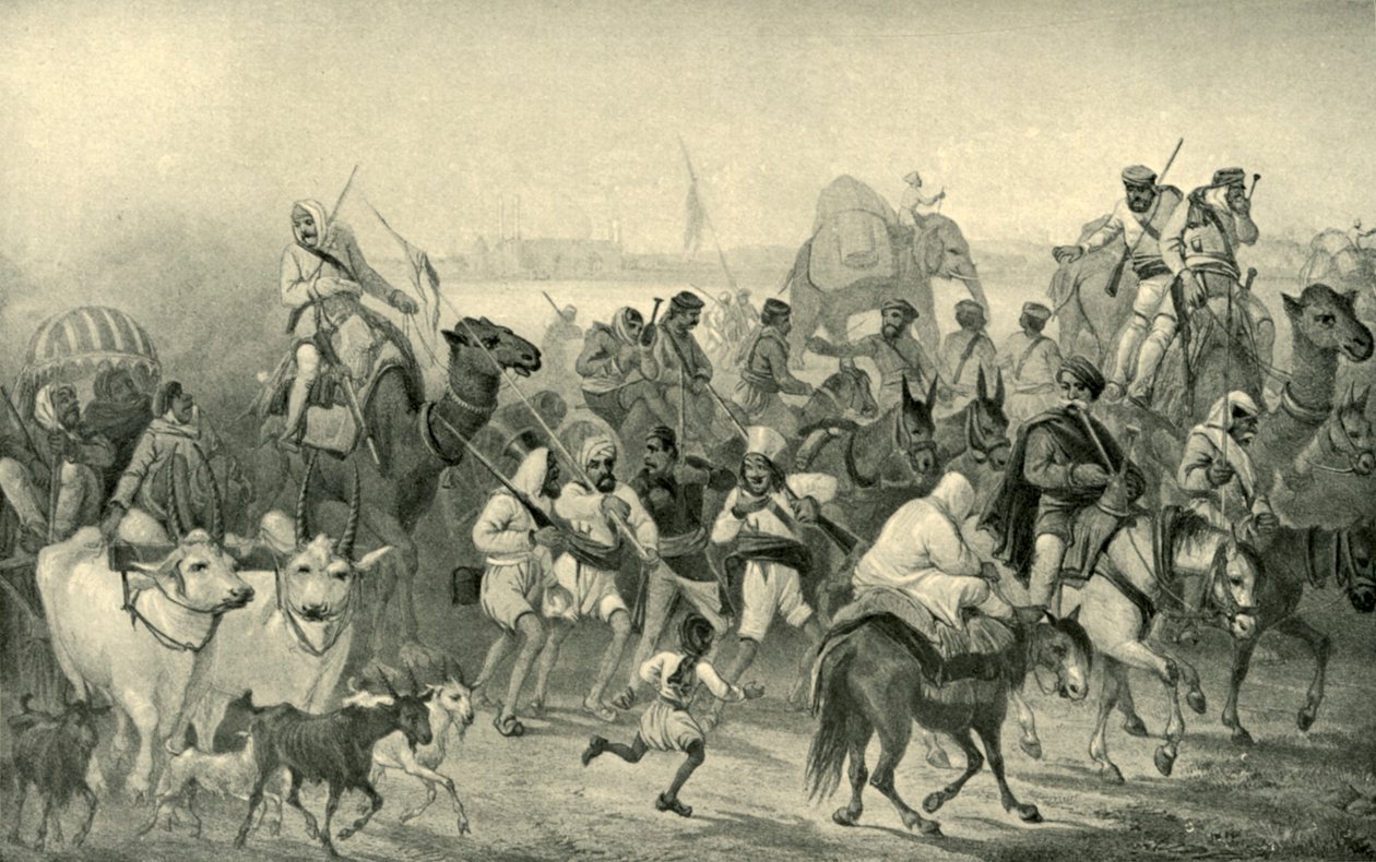 Rdzenni pomocnicy spieszący do Delhi, ok. 1850, 1901. autorstwa George Francklin Atkinson
