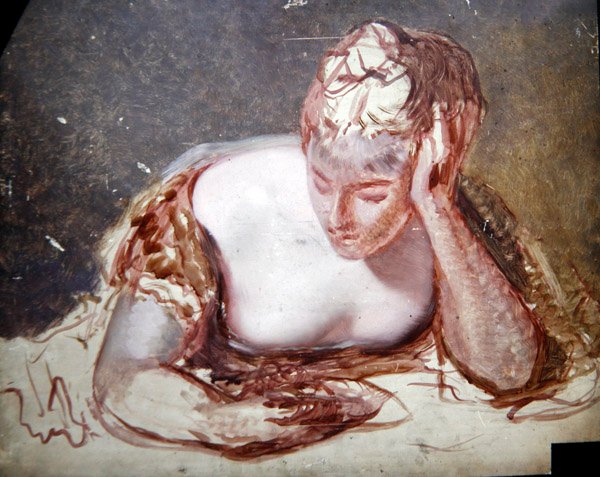 Dziewczyna czytająca, ok. 1850 (olej na pokładzie) autorstwa George Frederic Watts