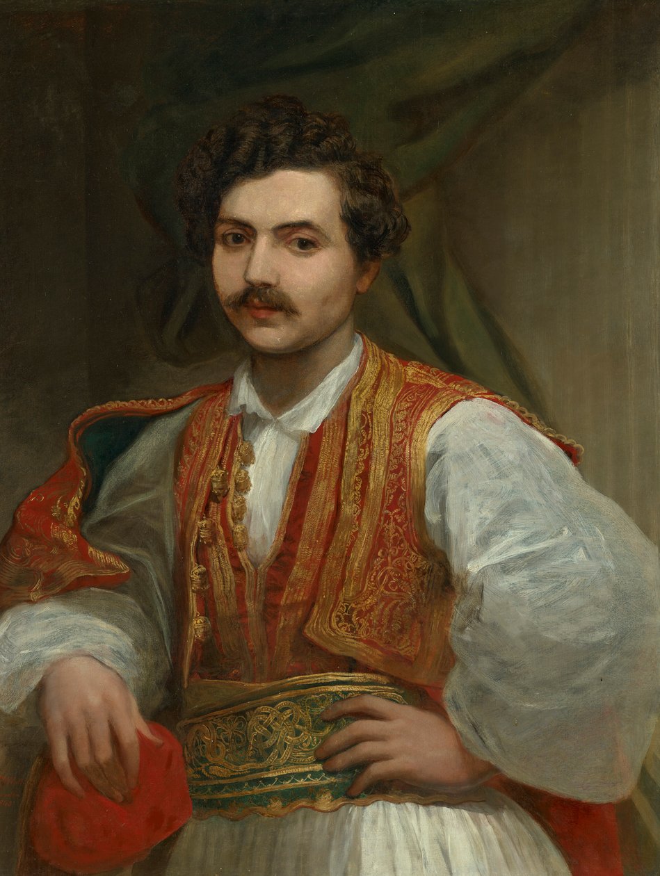 Portret Nicolasa Ionidesa (1815-1873), półdługi, w stroju greckim autorstwa George Frederic Watts