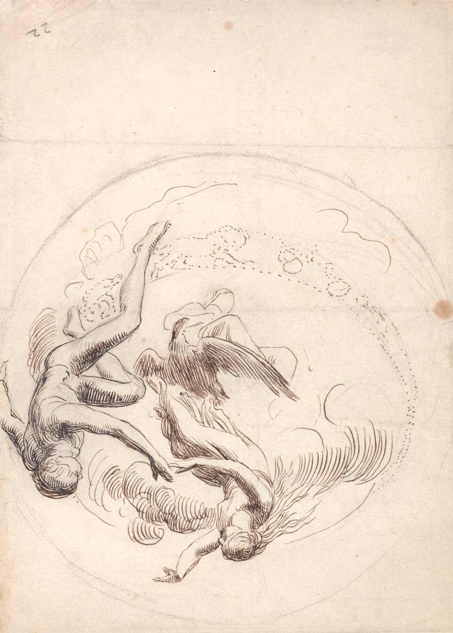 Studium okrągłej dekoracji sufitu autorstwa George Frederic Watts