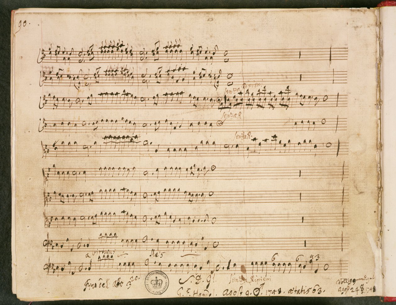 Oryginalna partytura Ostatniego Folio z Opery „Zuzanna” autorstwa George Frederick Handel