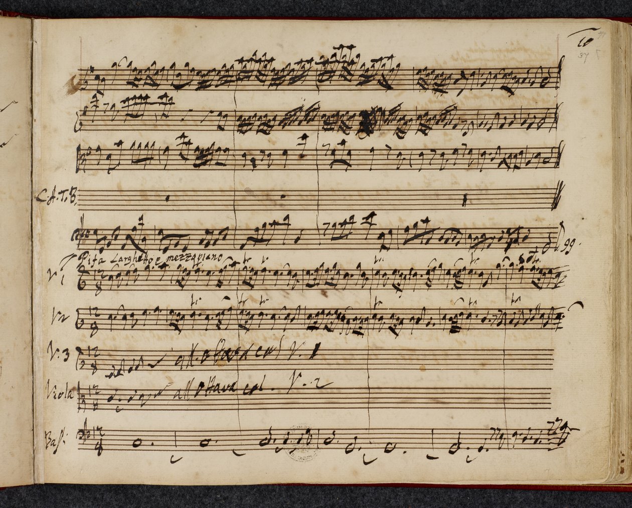 R.M.20.f.2 f.37r, autograf Mesjasza, partytura przedstawiająca „pifa” lub symfonię pasterską autorstwa George Frederick Handel