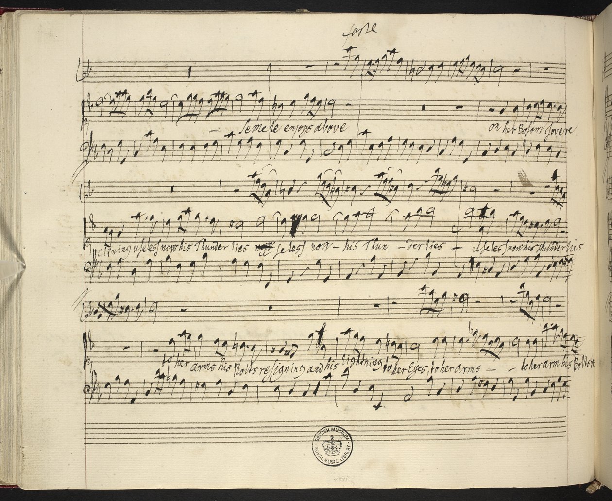 f.44v, wynik autografu Haendla Semele autorstwa George Frederick Handel
